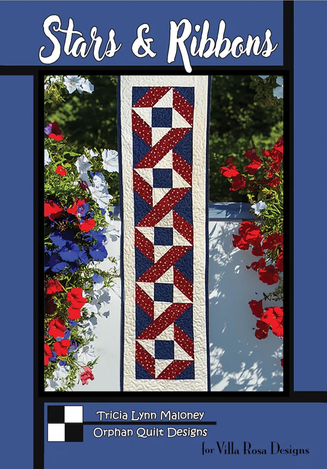 Villa Rosa Designs Stars and Ribbons pattern - patriotic quilt pattern - villa rosa - charm pack pattern - tablerunner pattern