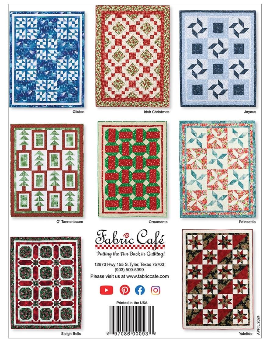 Fabric Cafe Quick Christmas 3-Yard Quilts Book - Fabric Cafe Pattern - 3 yard quilts