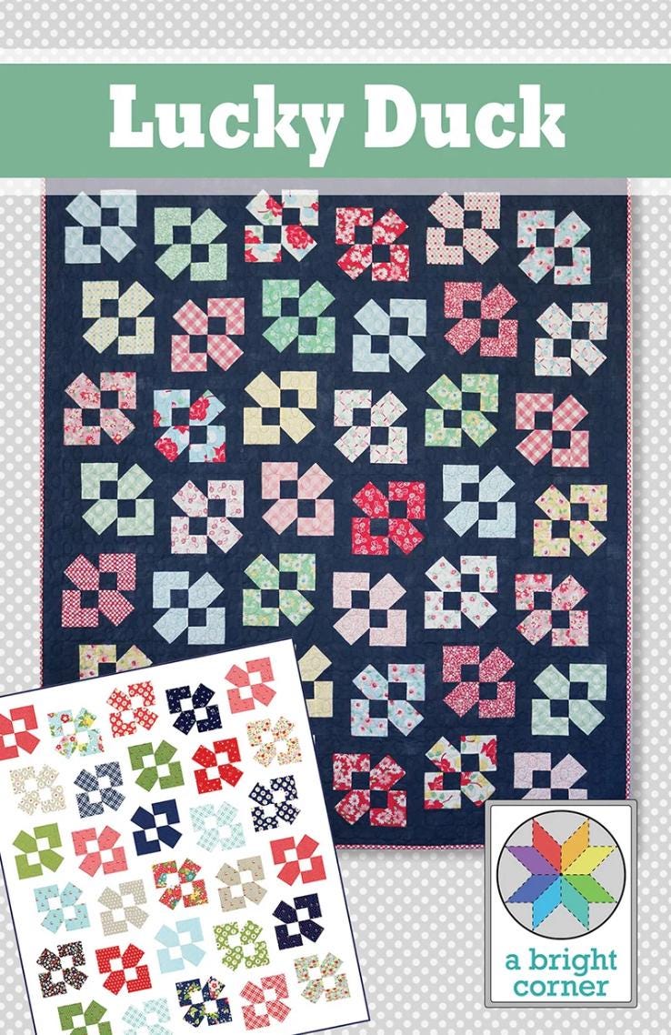 A Bright Corner Lucky Duck Quilt Pattern - fat quarter pattern - beginner quilt pattern