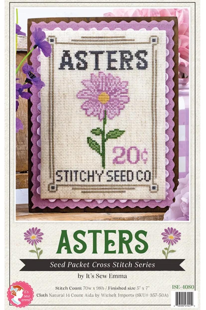 Asters Seed Packet Cross Stitch Pattern It's Sew Emma
