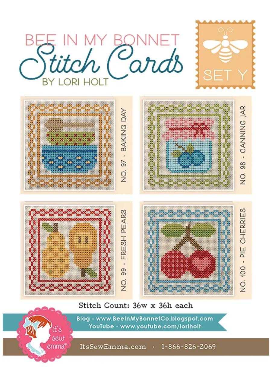 Bee in My Bonnet Stitch Cards Set Y Lori Holt of Bee in my Bonnet - cross stitch pattern