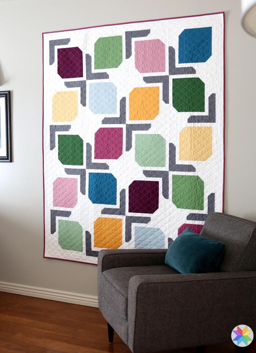 A Bright Corner Dinner Party Quilt Pattern - fat quarter pattern - beginner quilt pattern