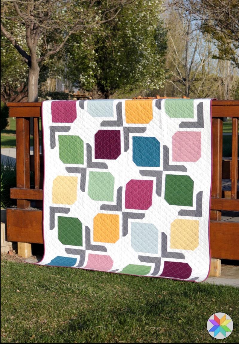 A Bright Corner Dinner Party Quilt Pattern - fat quarter pattern - beginner quilt pattern