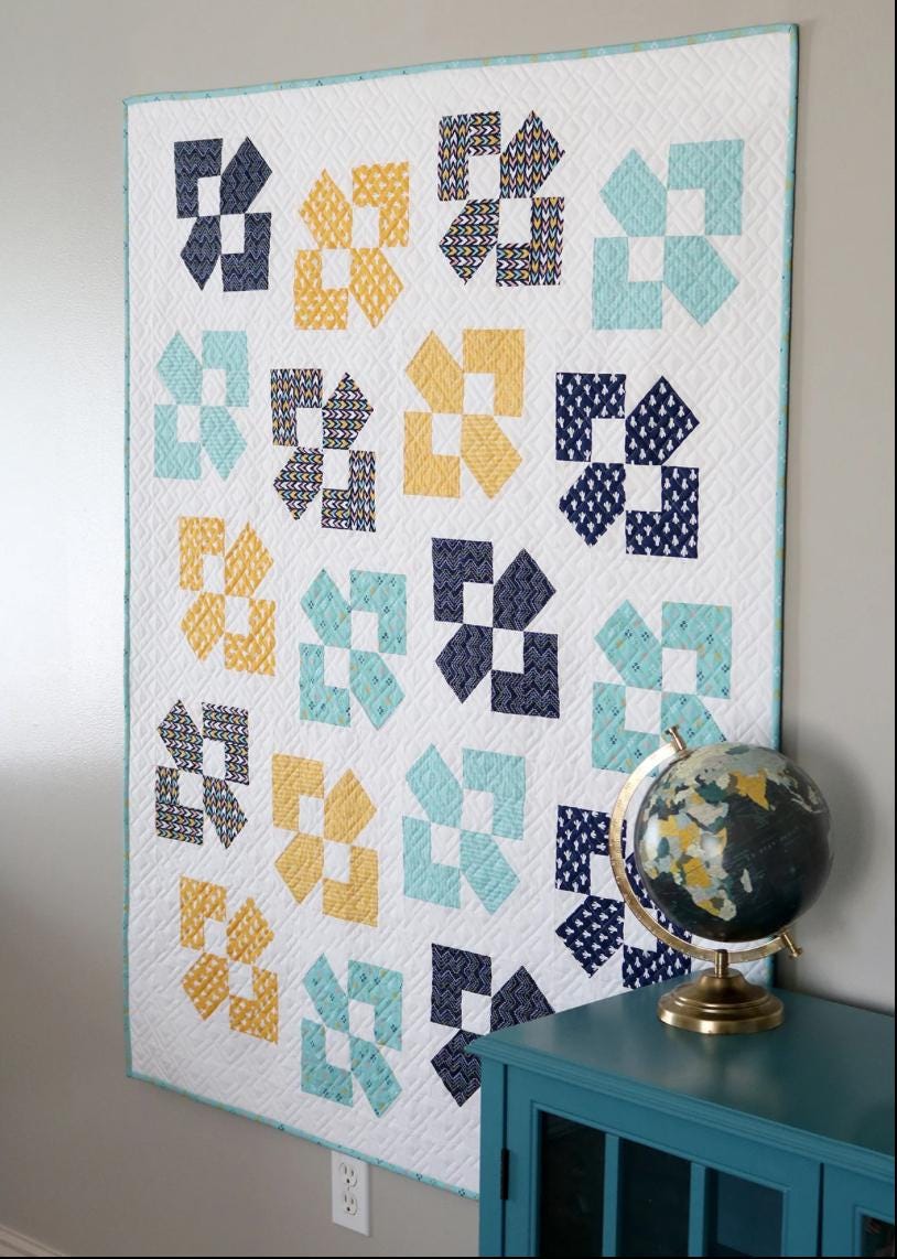 A Bright Corner Lucky Duck Quilt Pattern - fat quarter pattern - beginner quilt pattern