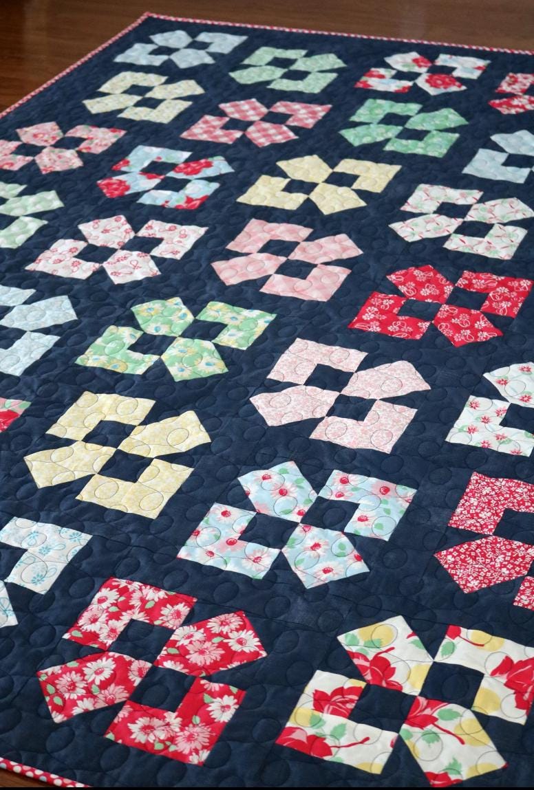 A Bright Corner Lucky Duck Quilt Pattern - fat quarter pattern - beginner quilt pattern