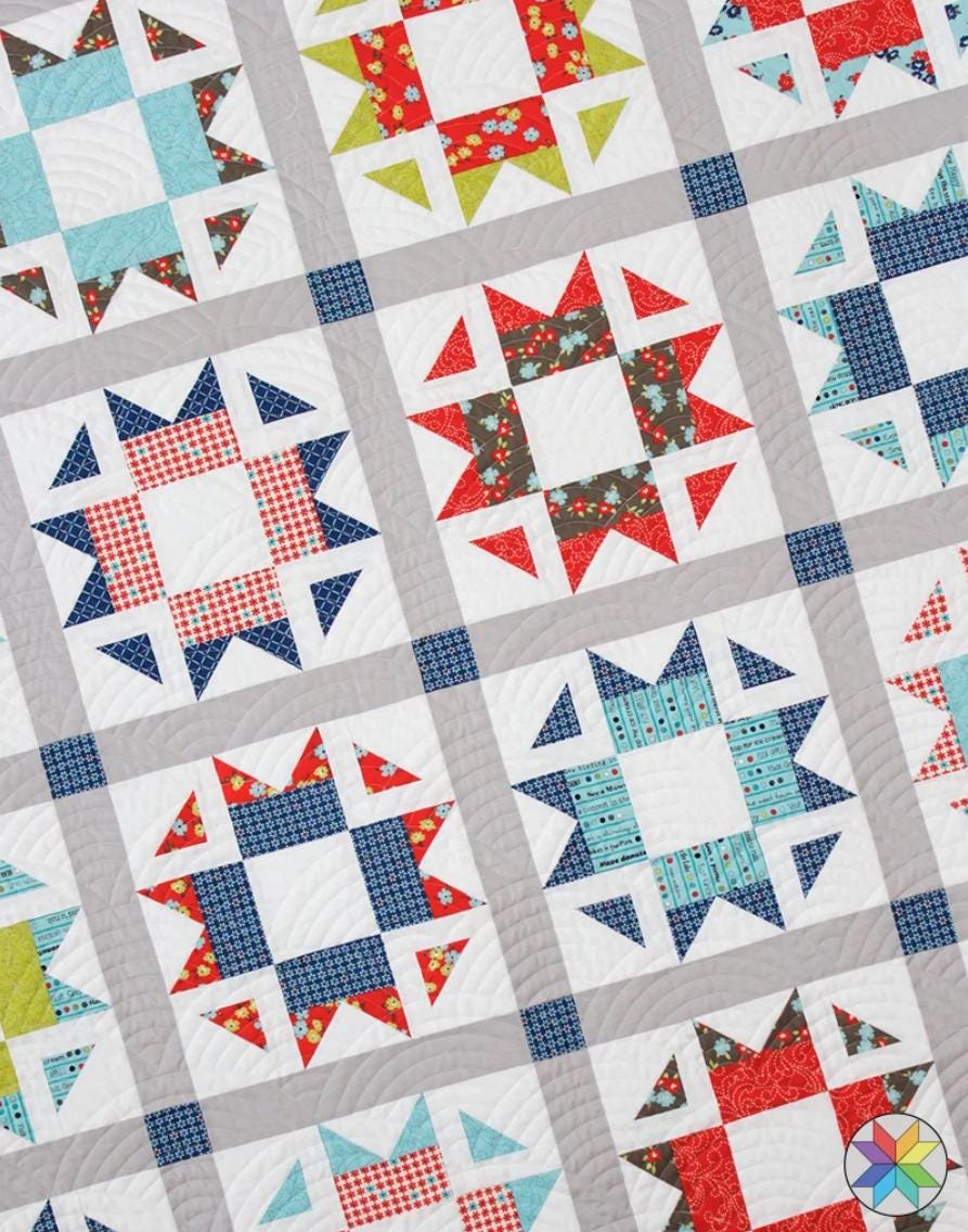 A Bright Corner Skipper Quilt Pattern quilt pattern - quilt pattern - paper pattern - layer cake  pattern - fat quarter pattern