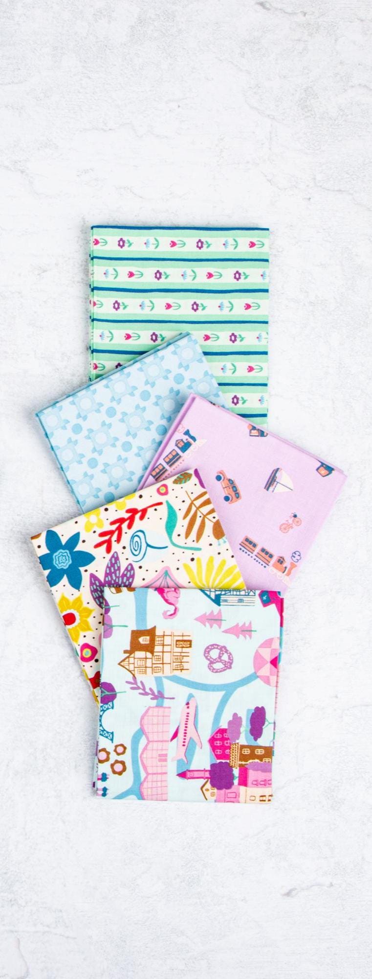 IN STOCK Riley Blake The Genesis of A Journey 5 piece Mini Fat Quarter Bundle - floral fabric - floral Fat Quarters - Riley Blake
