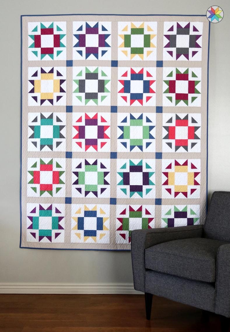 A Bright Corner Skipper Quilt Pattern quilt pattern - quilt pattern - paper pattern - layer cake  pattern - fat quarter pattern