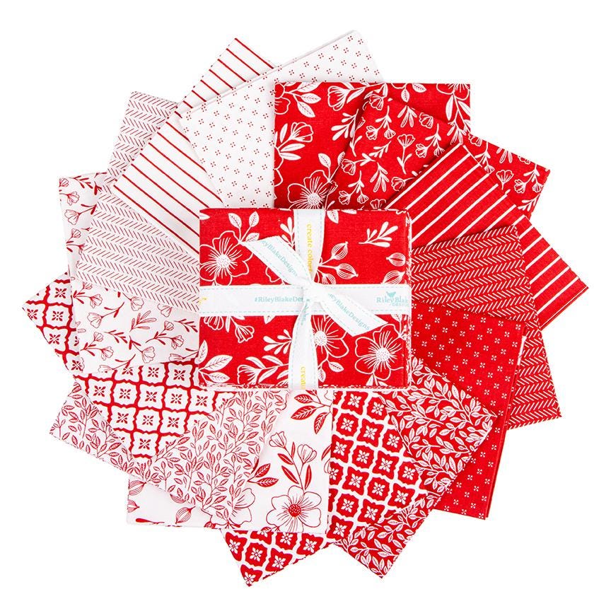 PREORDER Riley Blake Radiant Ruby Fat Quarter Bundle - floral fabric - floral Fat Quarters -