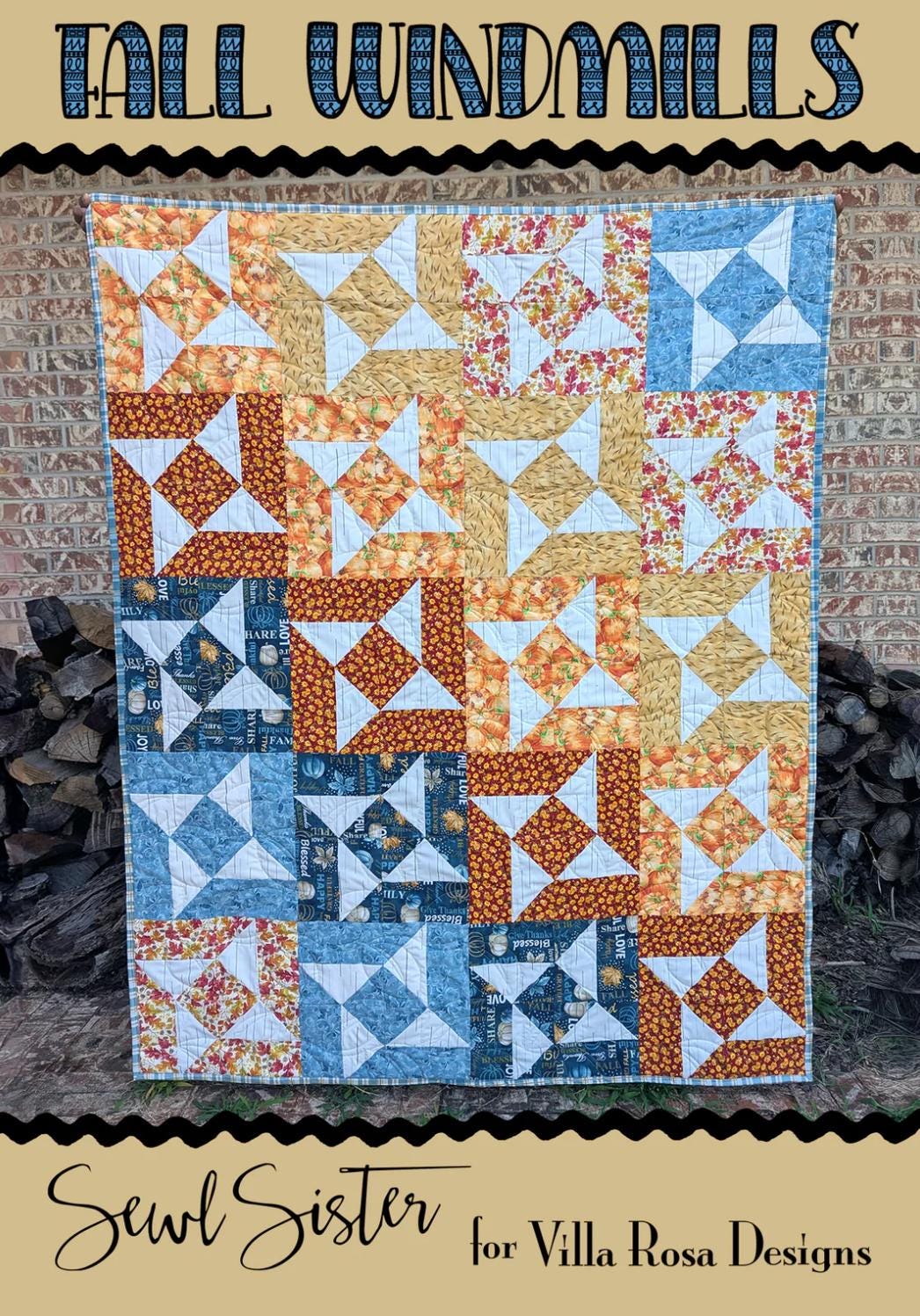 Villa Rosa Designs Fall Windmills pattern - fat quarter quilt pattern - villa rosa - layer cake quilt