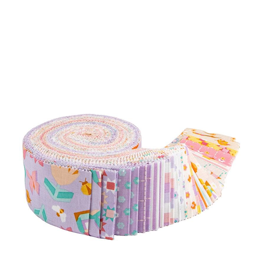 IN STOCK  Riley Blake Patchwork Rolie Polie - 2.5 inch strips - quilting jelly rolls - floral jelly roll- floral fabric - spring