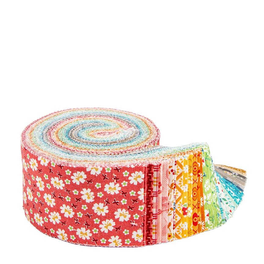 IN STOCK Riley Blake Lori Holt Farmer’s Daughter Rolie Polie - 2.5 inch strips - quilting jelly rolls - vintage jelly roll-