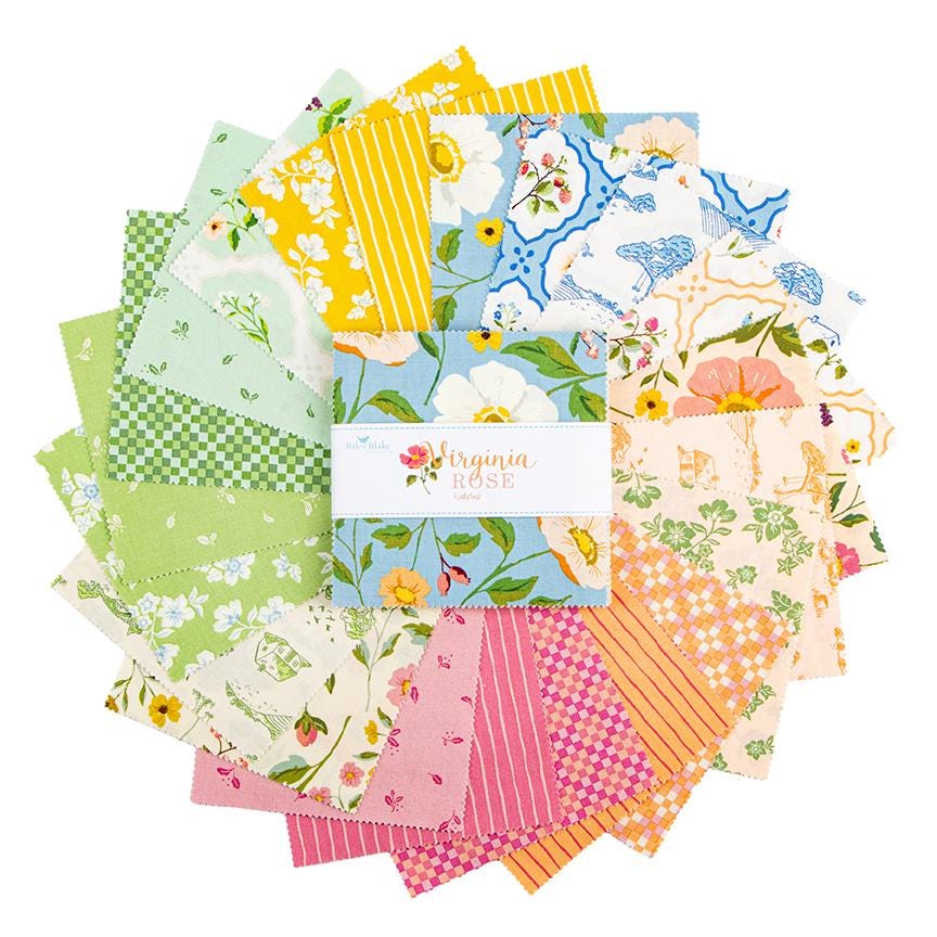 IN STOCK Virginia Rose Fabric Charm Pack – 5" Floral Stacker, Riley Blake