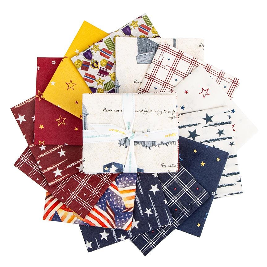 PREORDER Riley Blake American Honor Fat Quarter Bundle - Military fabric - patriotic Fat Quarters - Riley Blake fat quarter Bundle -