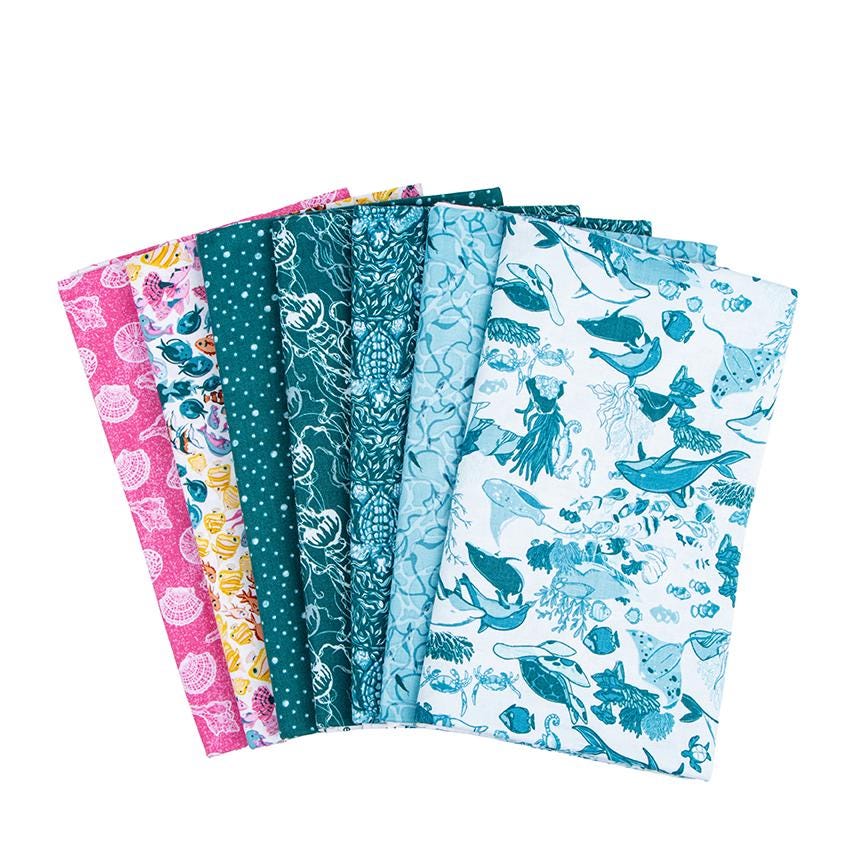 IN STOCK Riley Blake Reef Mini Fat Quarter Bundle - nautical fabric - beach
