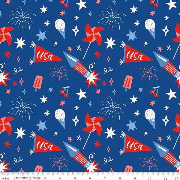 PREORDER Riley Blake Firecracker 5" Stacker - Fabric Charm Pack - Riley Blake Charm Pack - USA 5" Stacker - patriotic Fabric