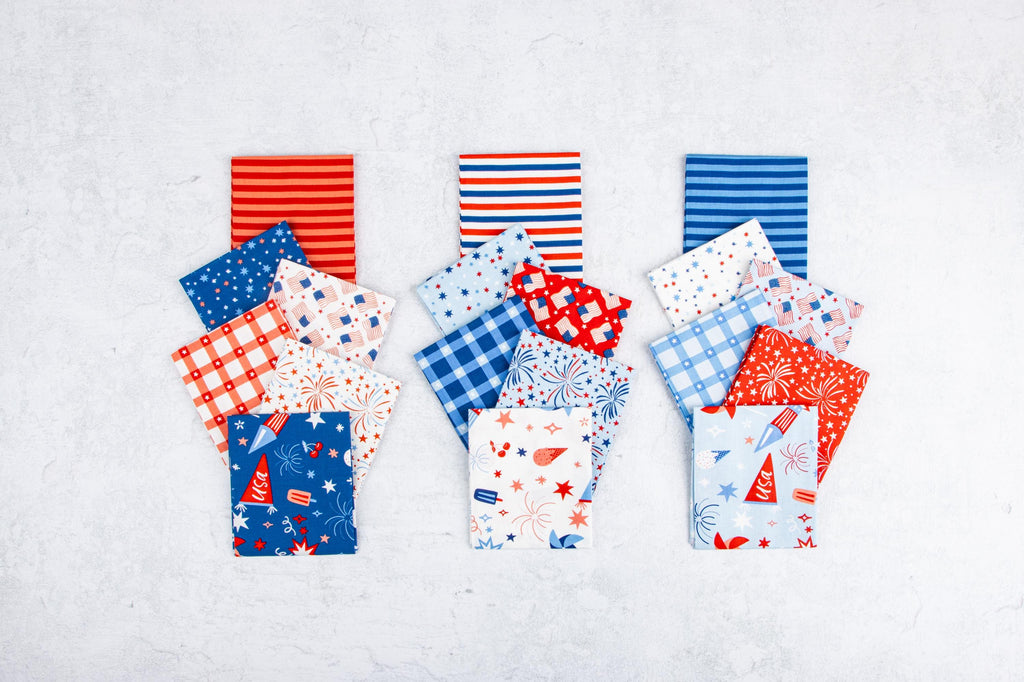PREORDER Riley Blake Firecracker 5" Stacker - Fabric Charm Pack - Riley Blake Charm Pack - USA 5" Stacker - patriotic Fabric