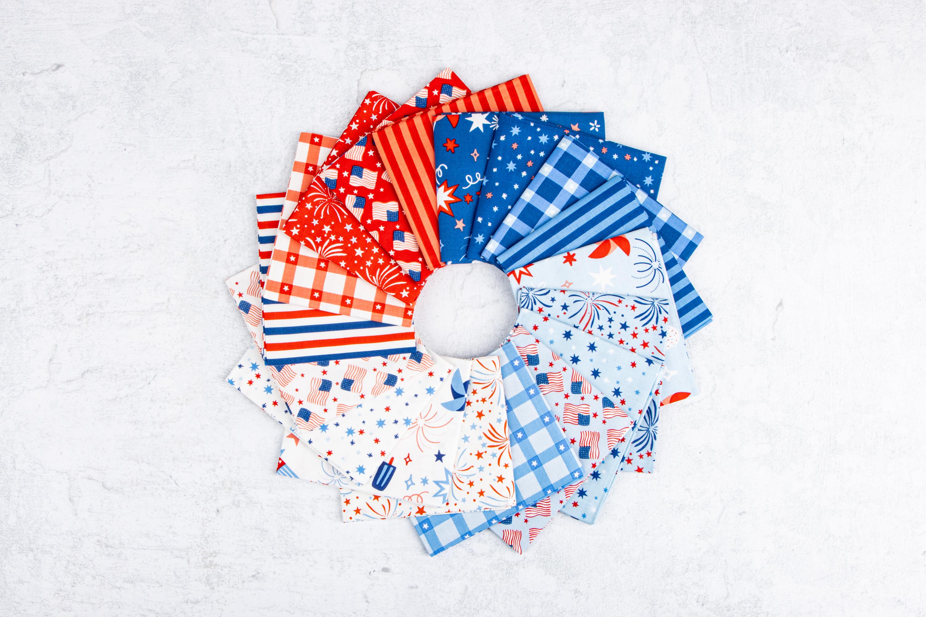 PREORDER Riley Blake Firecracker 5" Stacker - Fabric Charm Pack - Riley Blake Charm Pack - USA 5" Stacker - patriotic Fabric