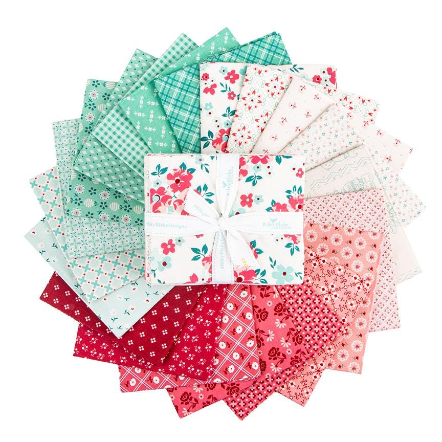 PREORDER Riley Blake Lori Holt Berry and Sage Fat Quarter Bundle - floral fabric -