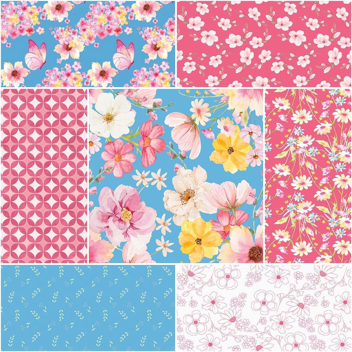PREORDER Riley Blake Painted Petals  5" Stacker  - floral fabric