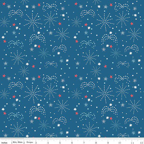 PREORDER Riley Blake Firework Fields Fat Quarter Bundle - patriotic fabric