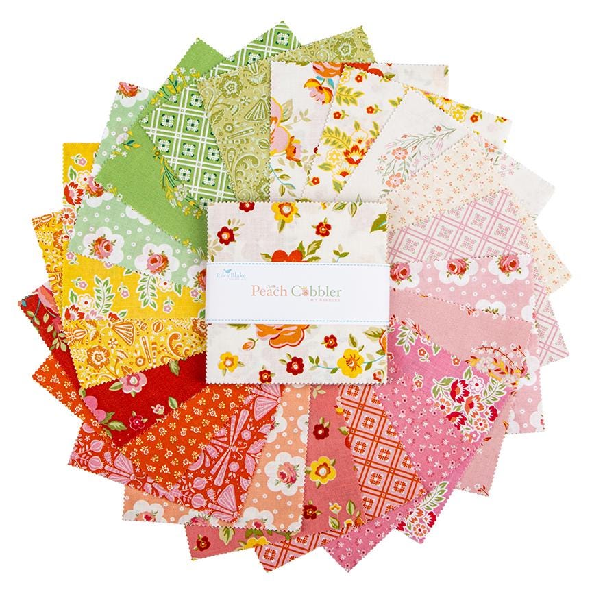 PREORDER Riley Blake Peach Cobbler 5” Stacker  - floral charm pack