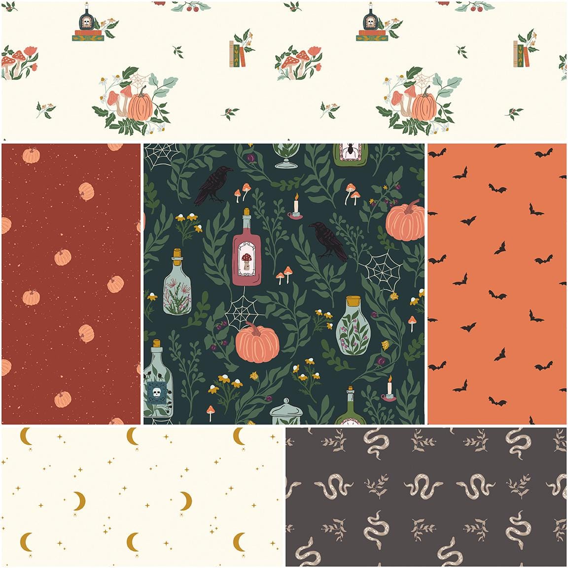 PREORDER Riley Blake The Apothecary 5" Stacker - Riley Blake Charm Pack - Floral 5" Stacker - pumpkin Fabric - Autumn