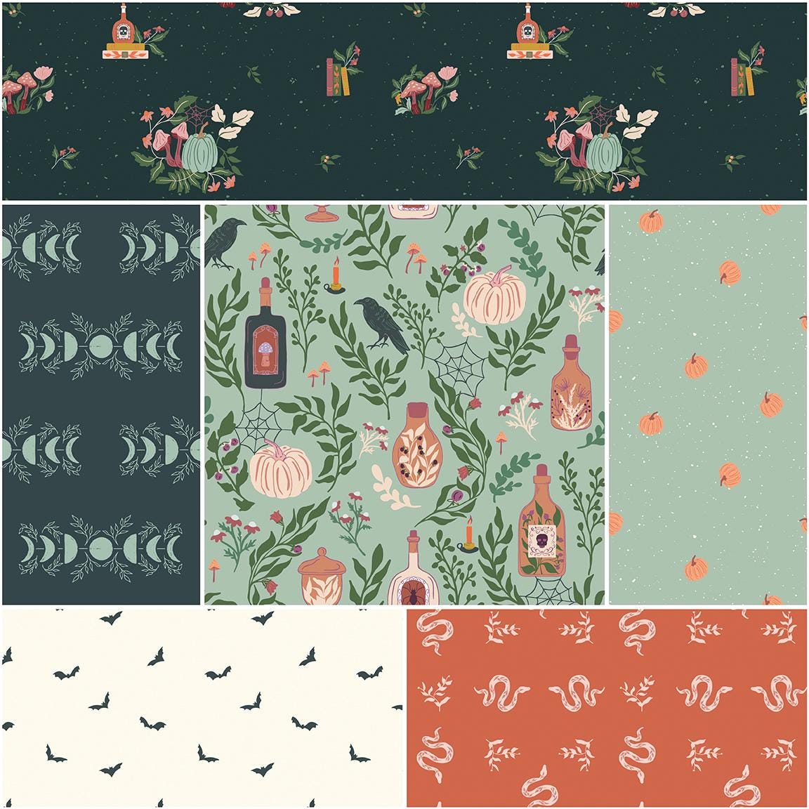 PREORDER Riley Blake The Apothecary 5" Stacker - Riley Blake Charm Pack - Floral 5" Stacker - pumpkin Fabric - Autumn