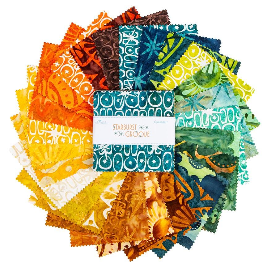 PREORDER Riley Blake Starburst Groove 5" Stacker - Riley Blake Charm Pack - Expressions Batiks
