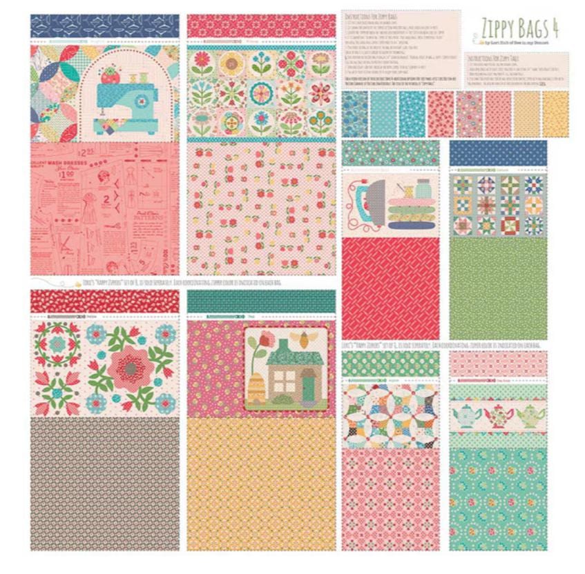 IN STOCK  Riley Blake Home Decor Zippy Bags 4 Panel - Lori Holt Zipper Bags