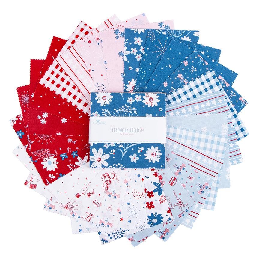 PREORDER Riley Blake Firework Fields 5" Stacker - USA 5" Stacker - patriotic Fabric