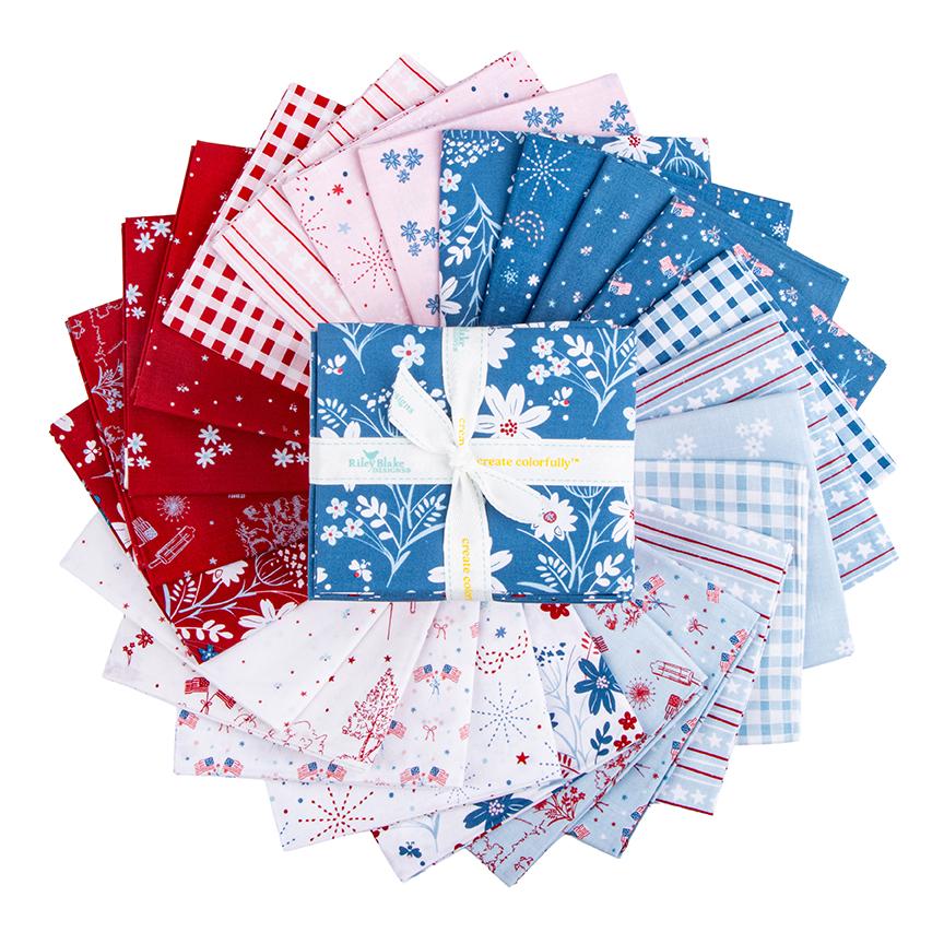 PREORDER Riley Blake Firework Fields Fat Quarter Bundle - patriotic fabric
