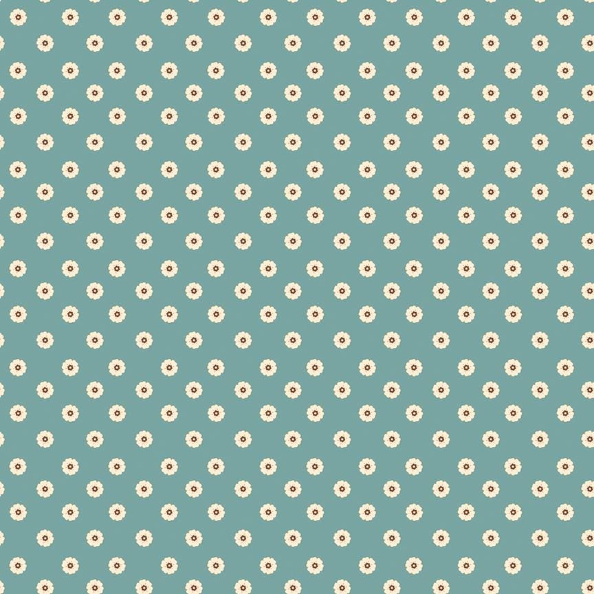 PREORDER Riley Blake Cowgirl Flower Dots Blue