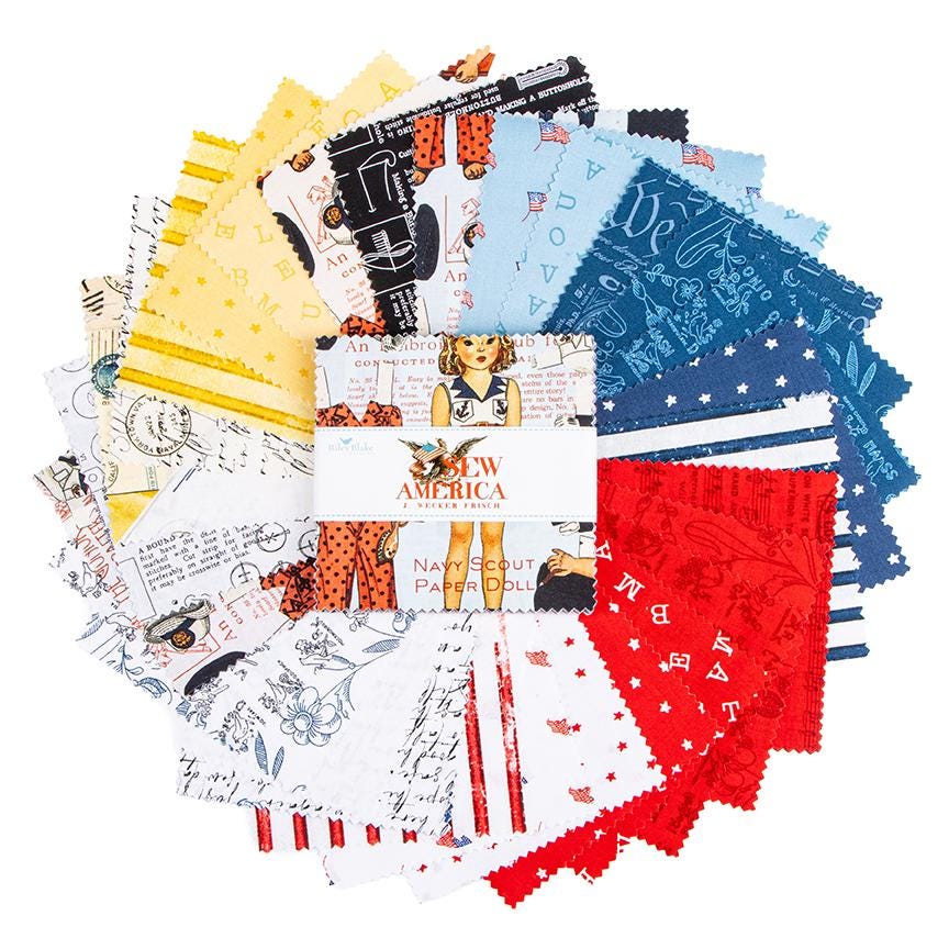 IN STOCK Riley Blake Sew America 5" Stacker - USA 5" Stacker - patriotic Fabric